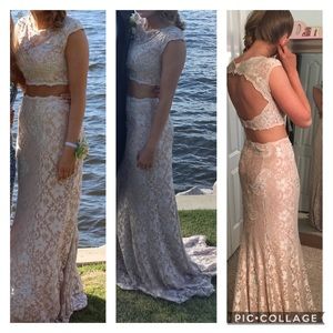 Jovani Nude Lace Two Piece Prom Dress 6